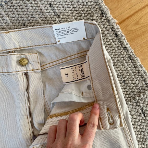 B Sides Louis Slim High Jean Tile White Size 25 - Picture 5 of 8